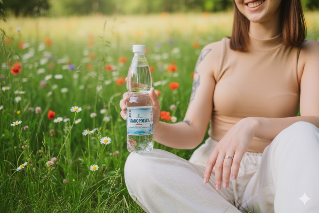 dziewczyna trzymająca butelkę wody PET